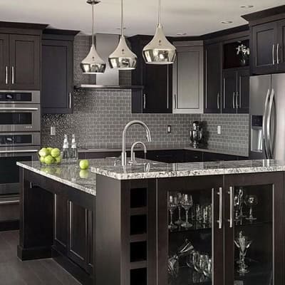 Finished kitchen with coordinated walls and cabinetry in a Northern Virginia home