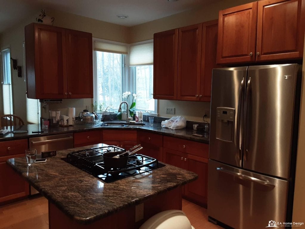 Modern small kitchen with modular fittings, custom cabinets, and durable countertops, designed to make the most of limited space.
