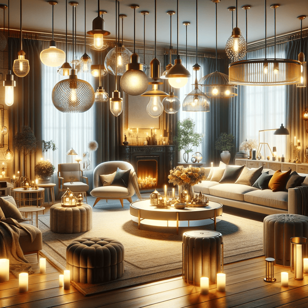 An image showcasing stylish lighting fixtures that can brighten a home, illustrating the concept of 'Lighting Magic_ Brightening Your Home with Stylish Furniture's