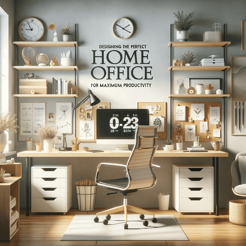 An image showcasing the design of the perfect home office for maximum productivity.