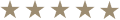 Five solid, evenly spaced, tan stars in a horizontal row on a light background, representing a five-star rating.