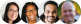 A row of four people smiling, each headshot shown against a plain or blurred background.