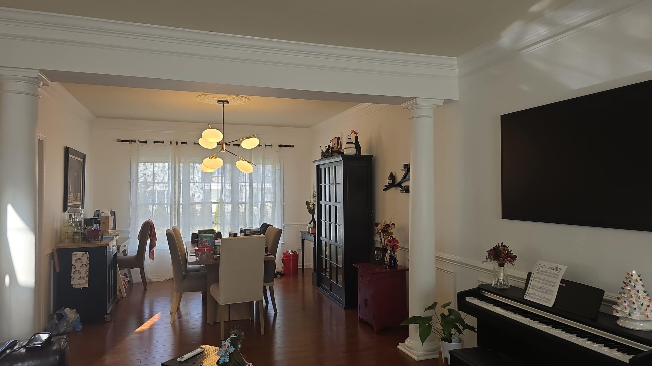 Bright dining area flowing from an open concept kitchen remodel in a Fairfax County home