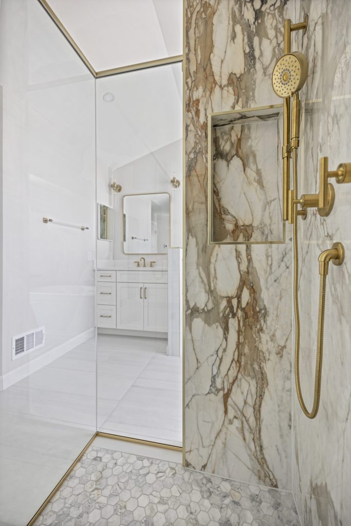 Bathroom with custom vanity storage in a Northern Virginia home