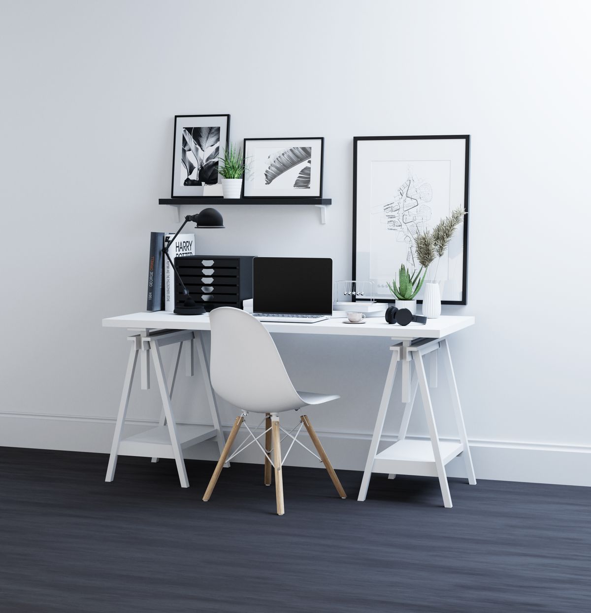 small closet converted into a compact home office nook