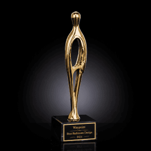 Waypoint 2021 Best Bathroom Design national award trophy won by EA Home Design
