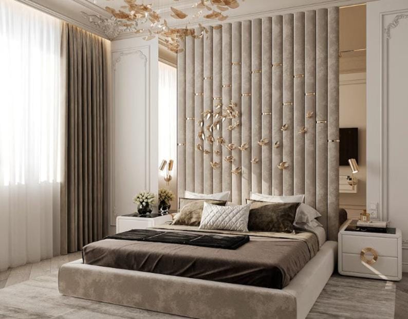 Modern Wood Slat Accent Wall bedroom accent wall idea