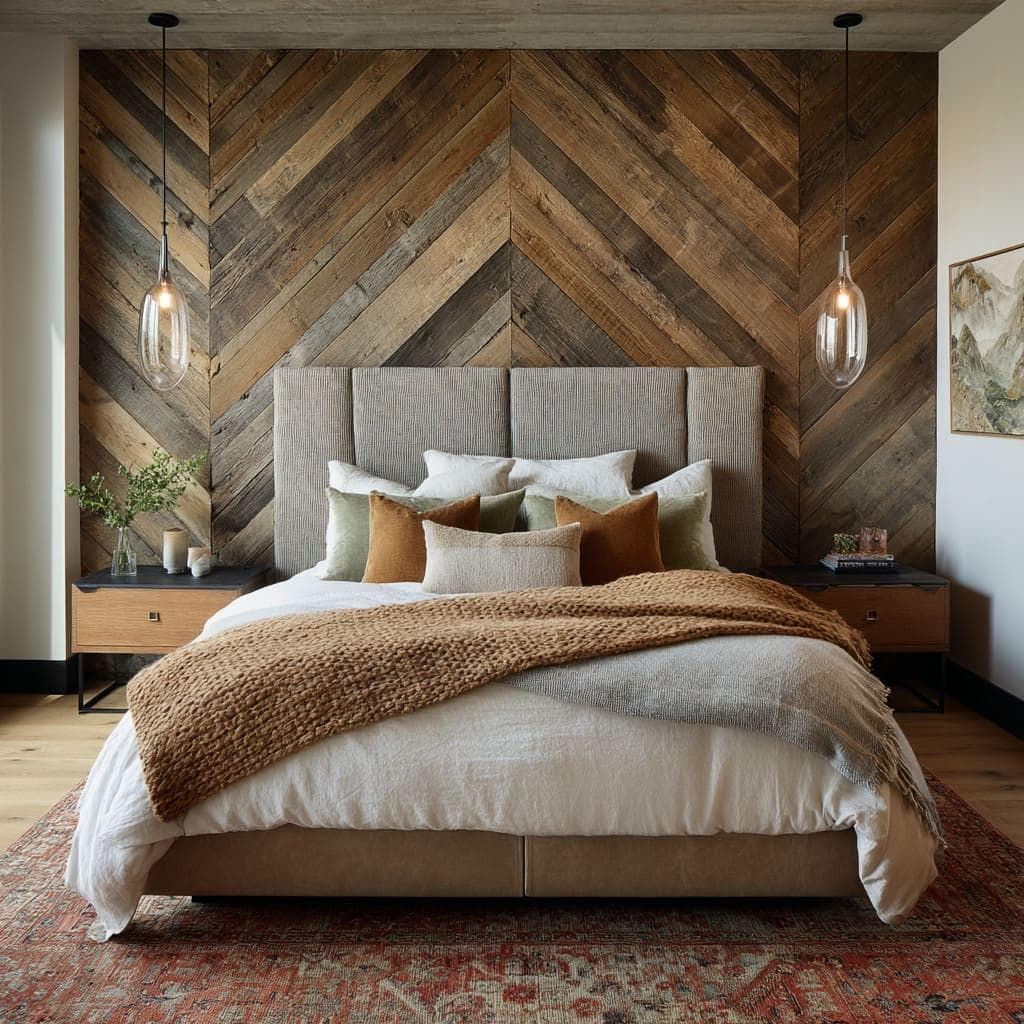 Modern Wood Slat Accent Wall bedroom accent wall idea