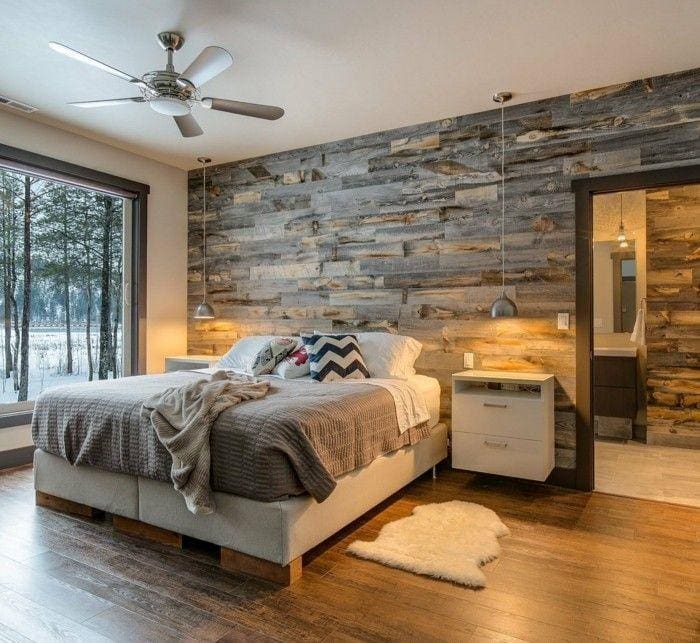 Modern Wood Slat Accent Wall bedroom accent wall idea