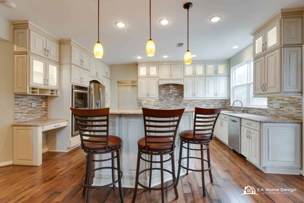 Wallpaper ideas for kitchen cabinets and walls in a Northern Virginia kitchen